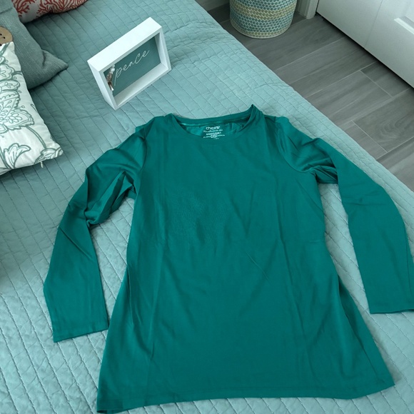 Chicos Ultimate Tee Pima Cotton Modal Green Tee Sz M - Picture 1 of 4